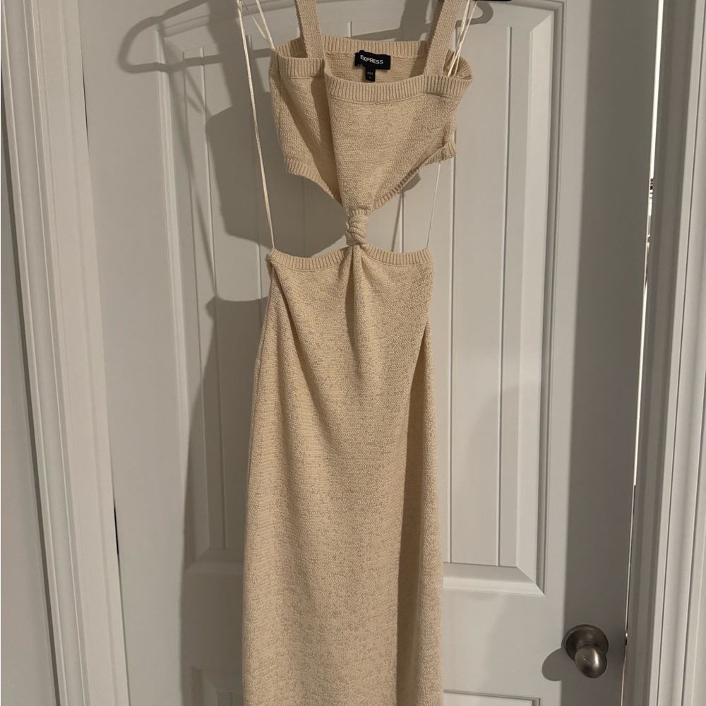 Express Cream Backless Knit Dress